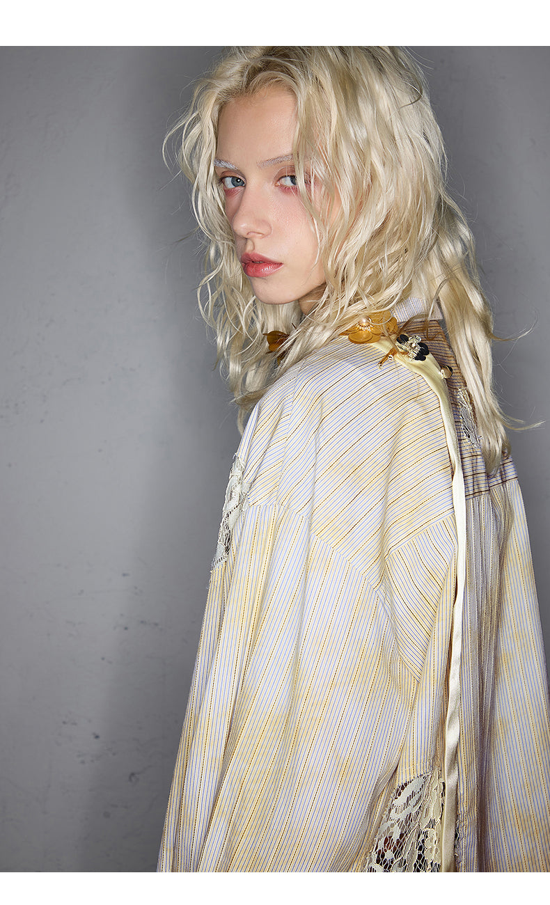 Lace Stitch Slim Shirt