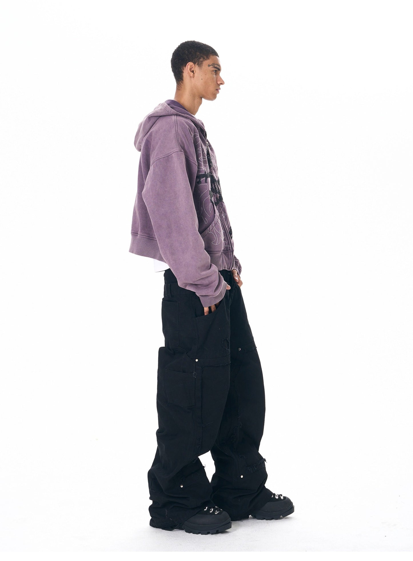 Hand-painted embroidered hoodie