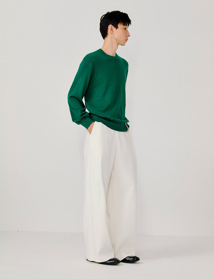 Logo Leather Label Loose-Fit Sweater