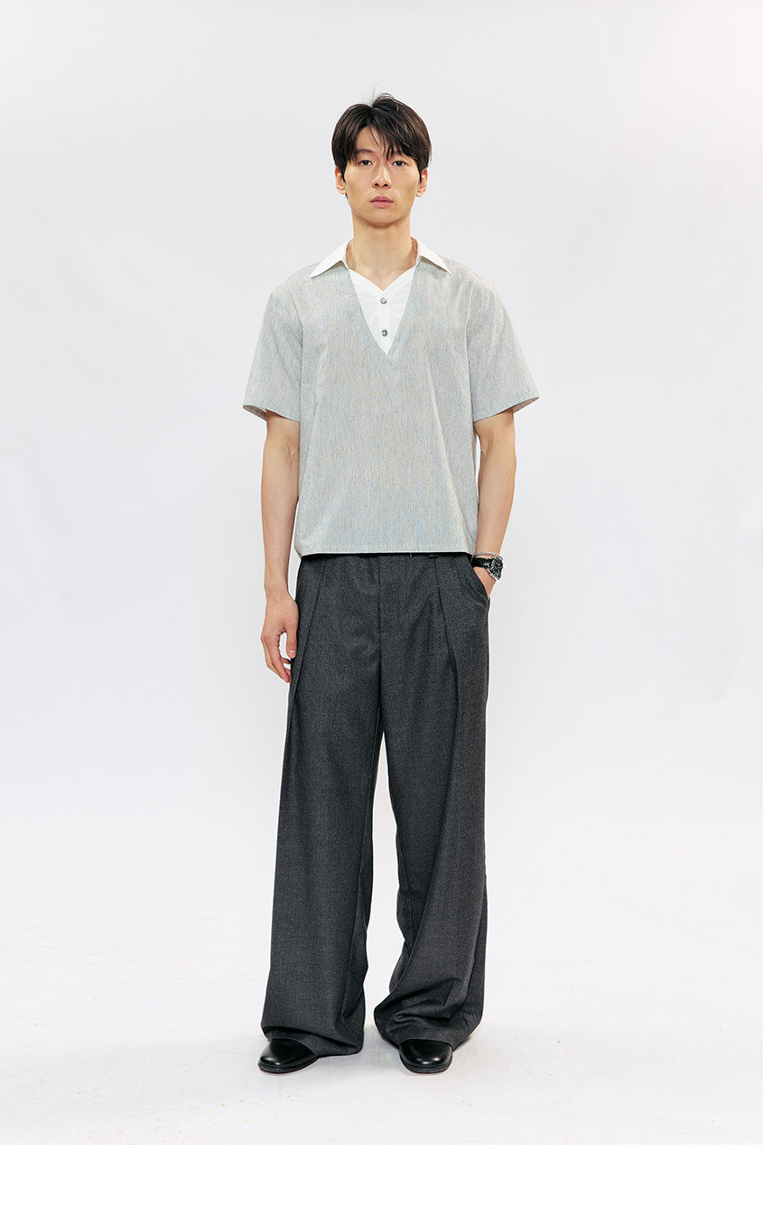 Linen V-Neck Casual Shirt