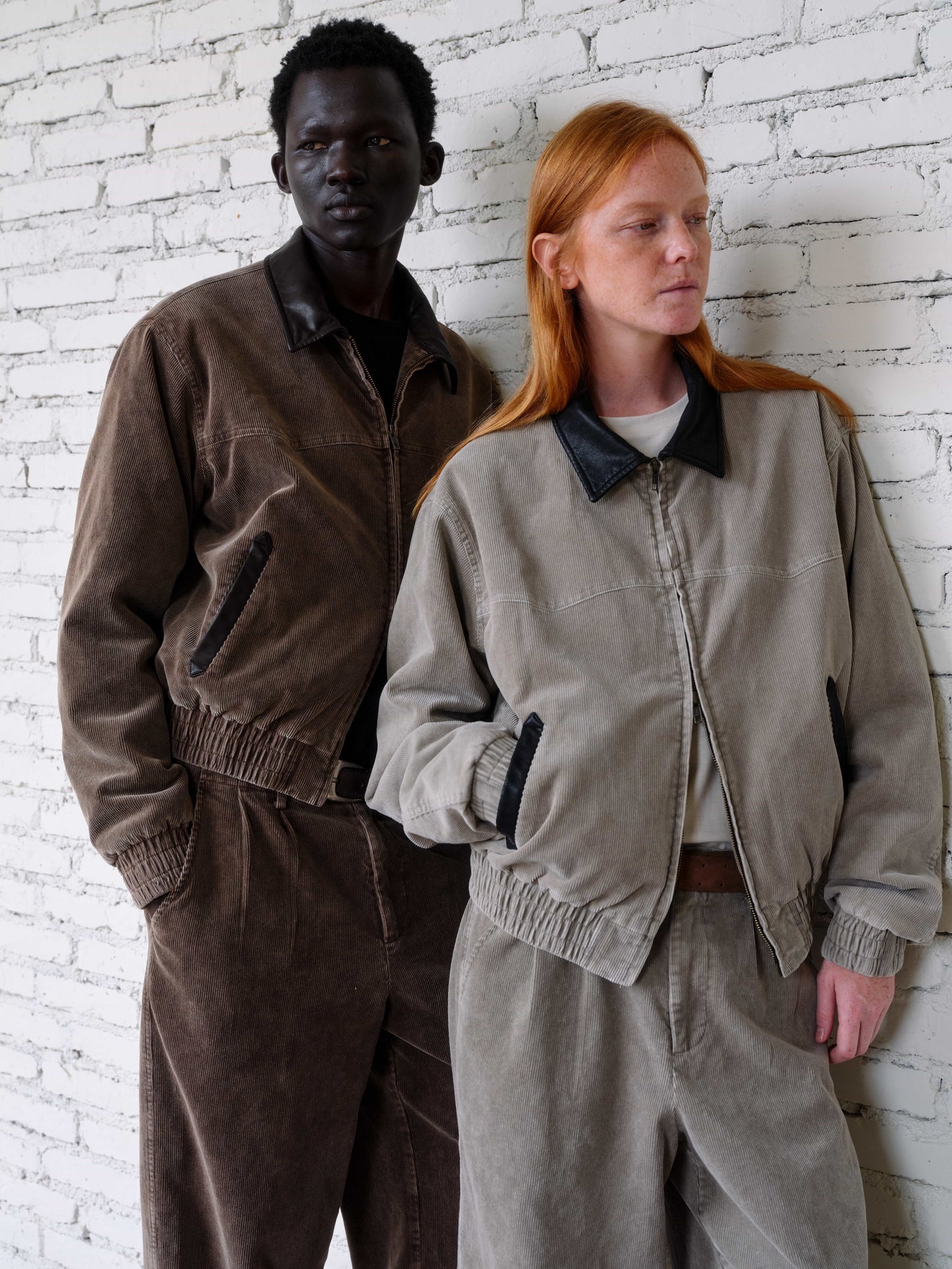 Western-style leather collar jacket
