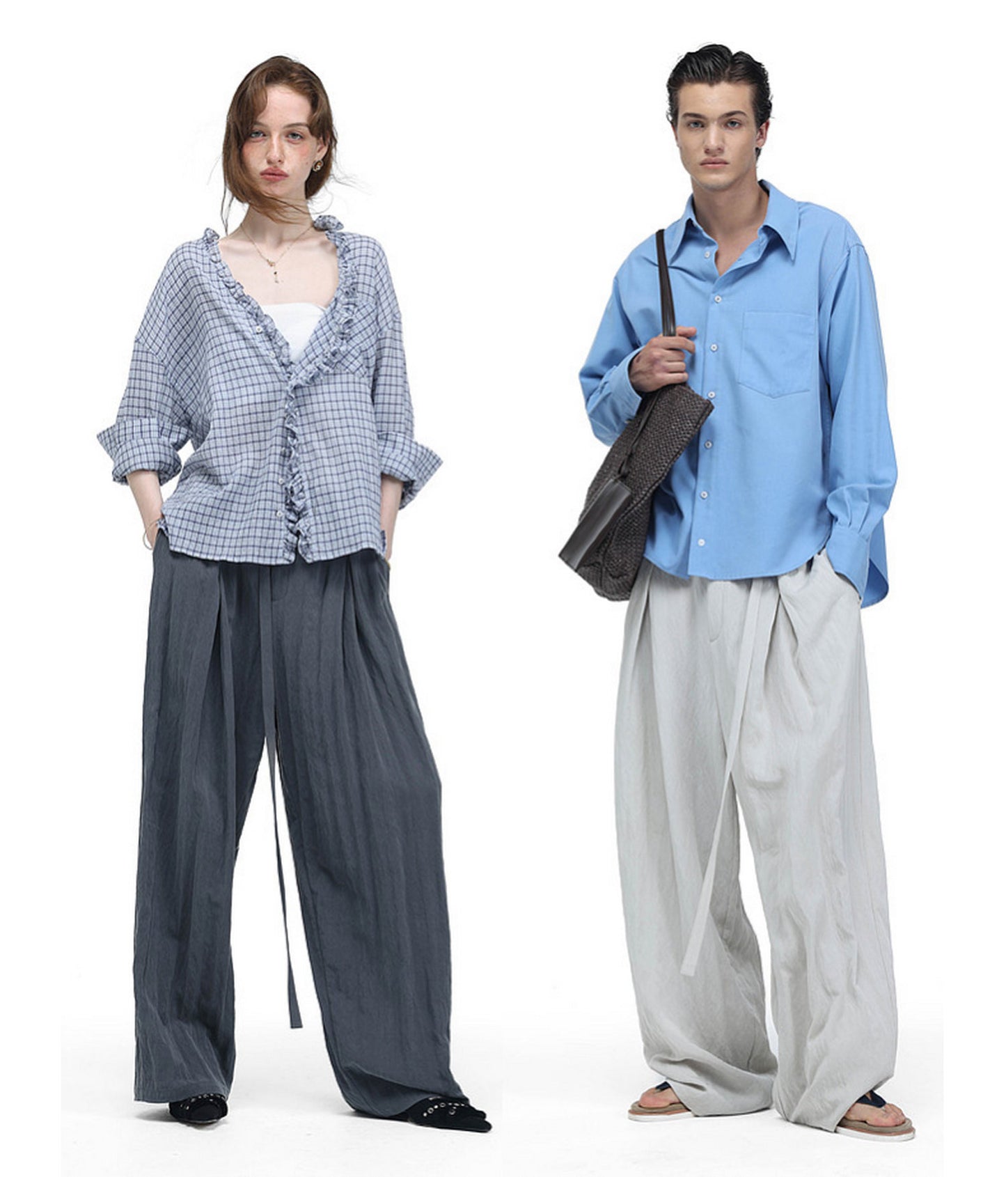 Pleated Casual Pants with a Belt