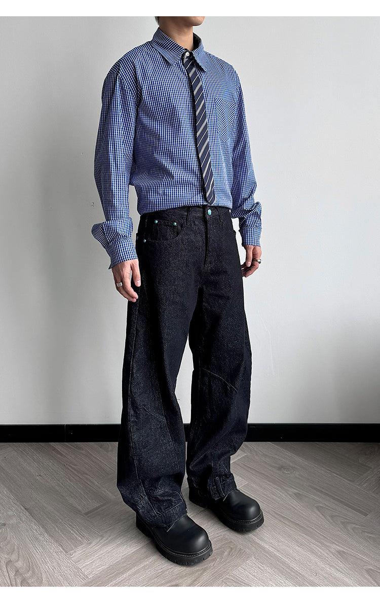 Wide Leg Inverted Jeans