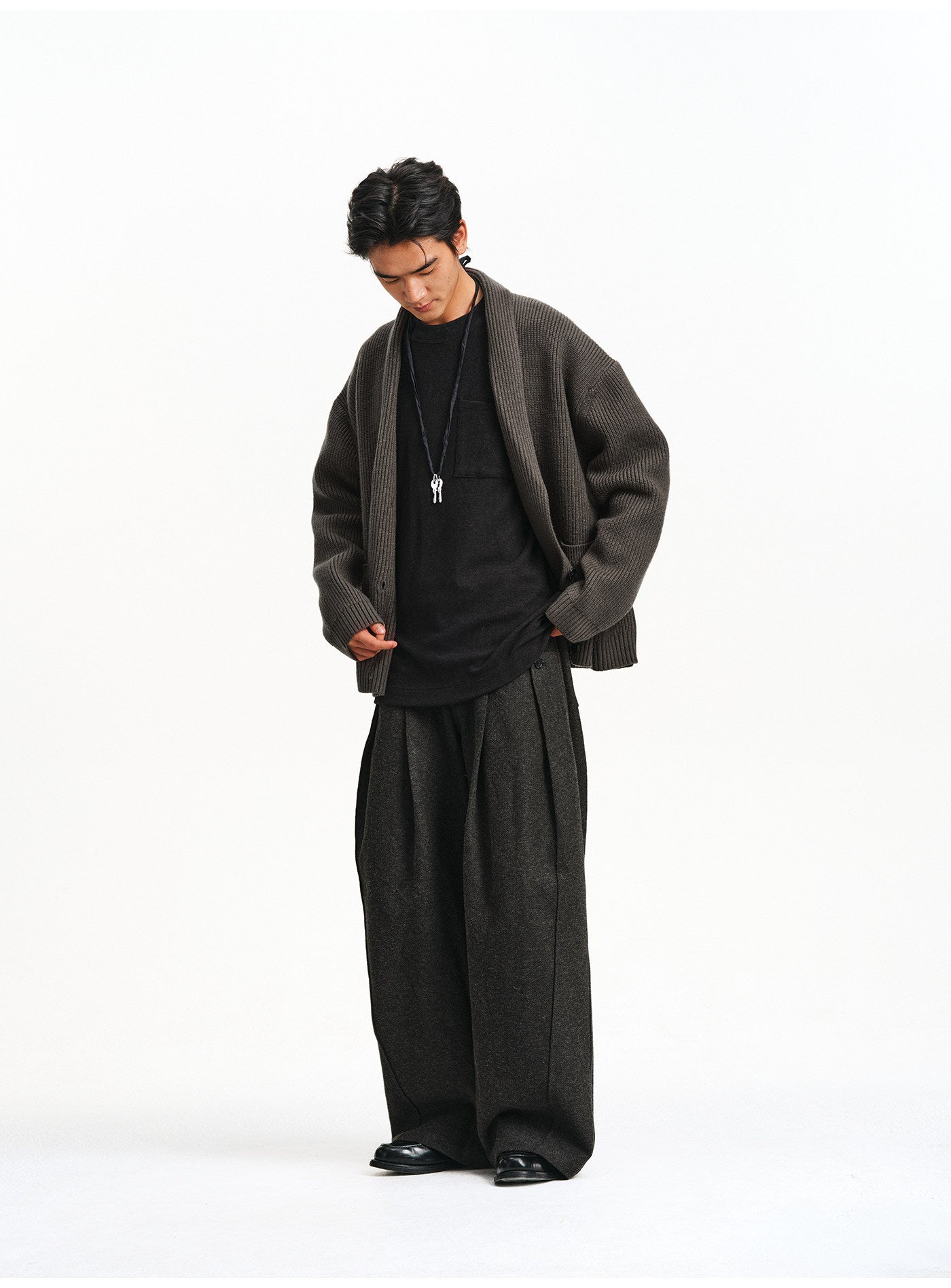 3D Pleated Wide-Leg Casual Pants