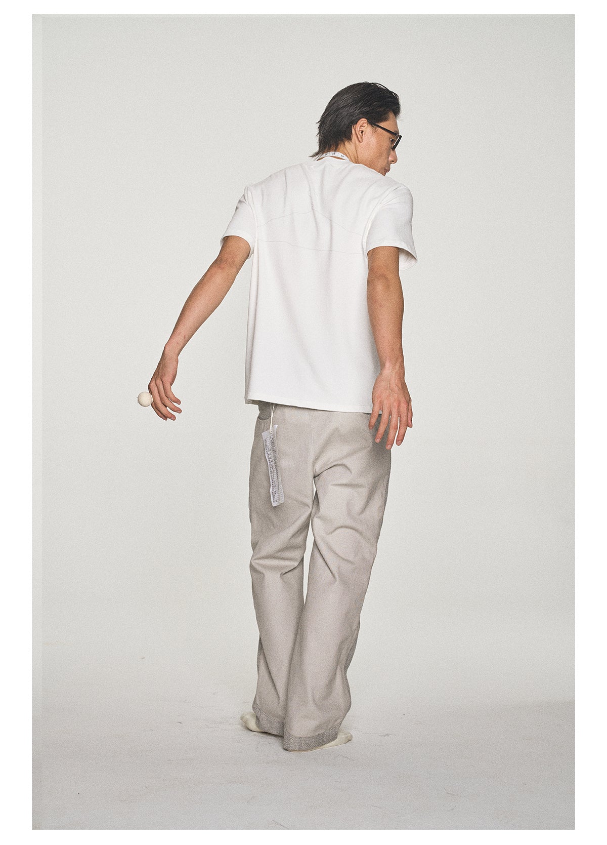 Cotton and linen blend straight casual pants