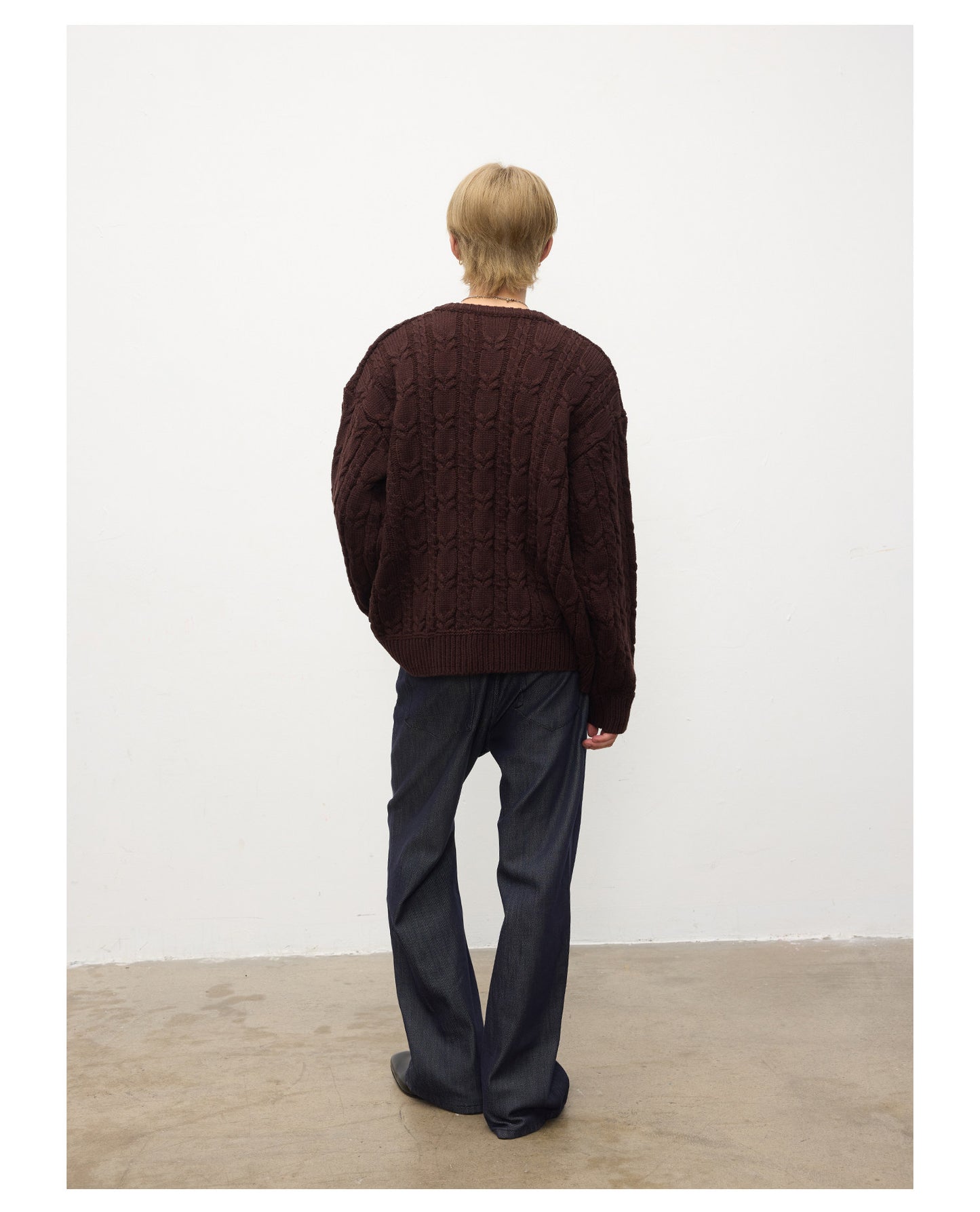 Sheep Wool Cable Knit Button Cardigan