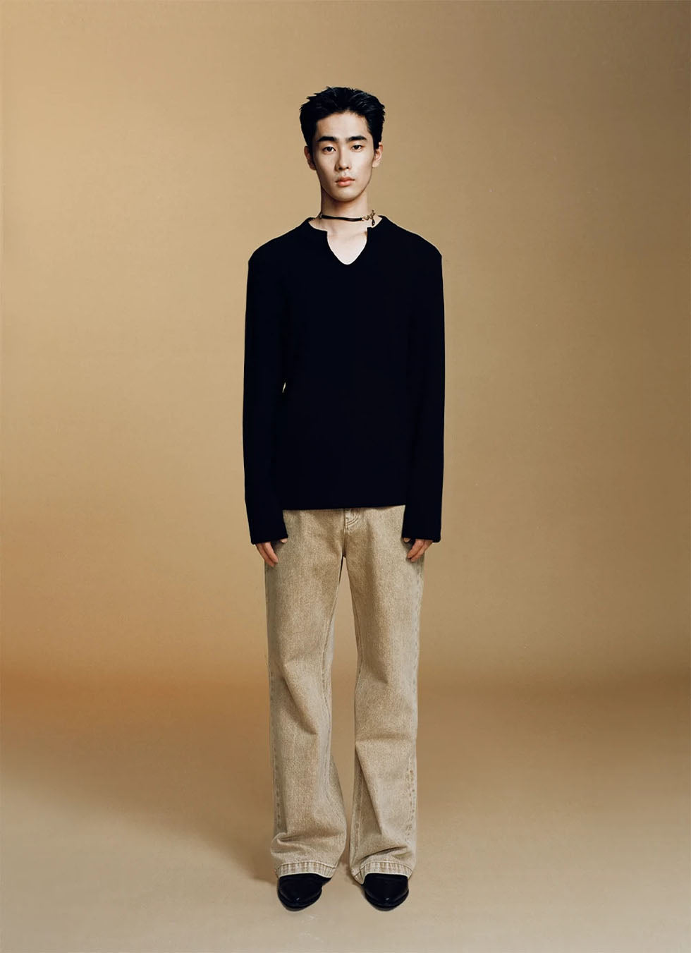 Retro-wash straight denim pants