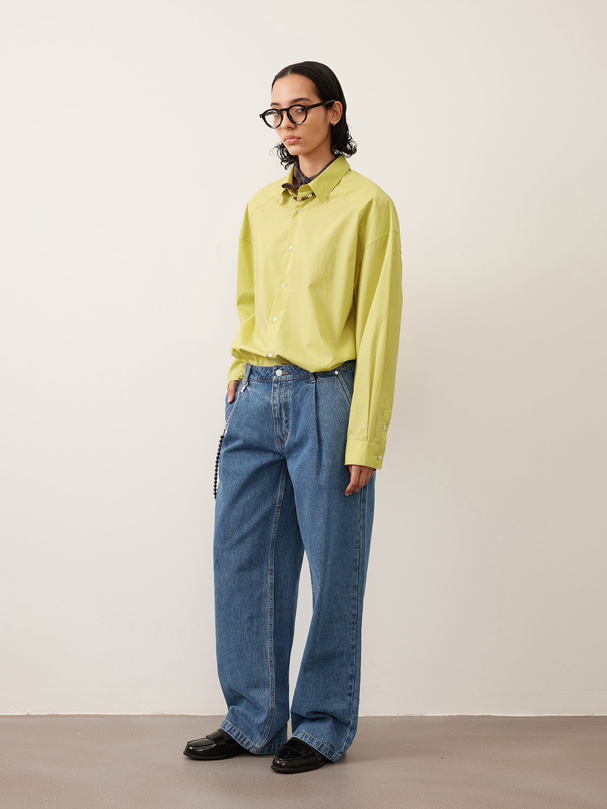 Single Pleats Loose Straight Jeans 12.25 oz.