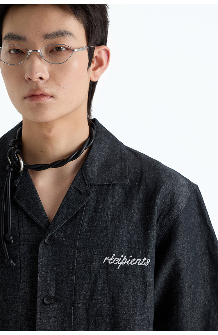 Denim dyed Cuba collar shirt