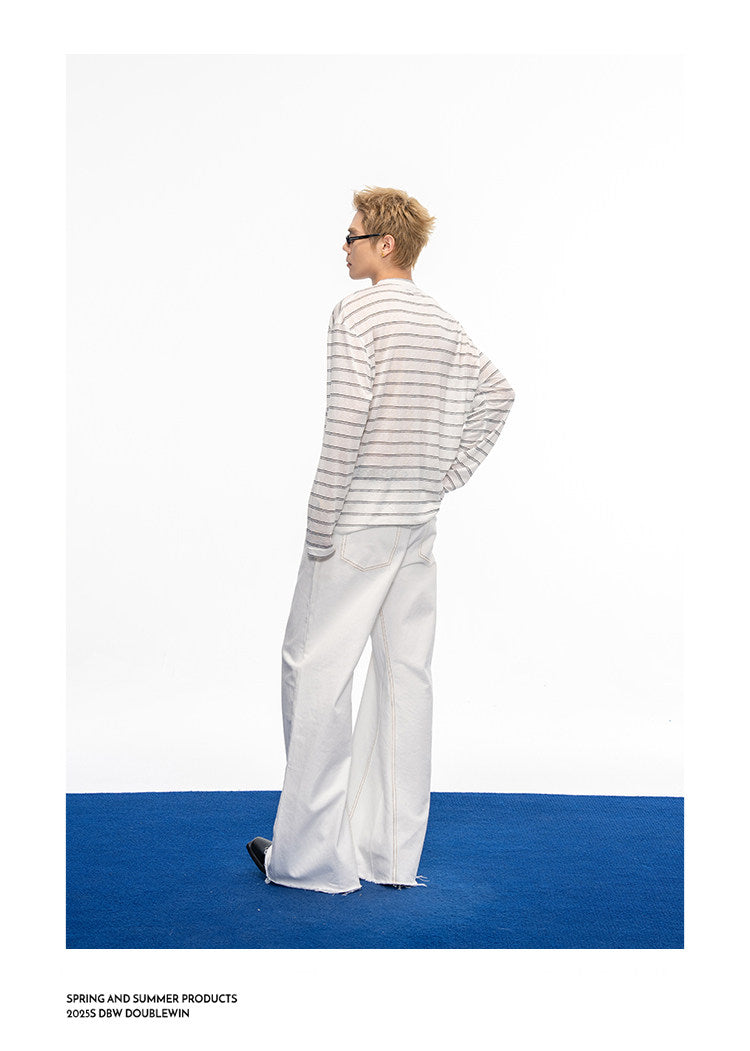 Striped Henley-Neck T-Shirt