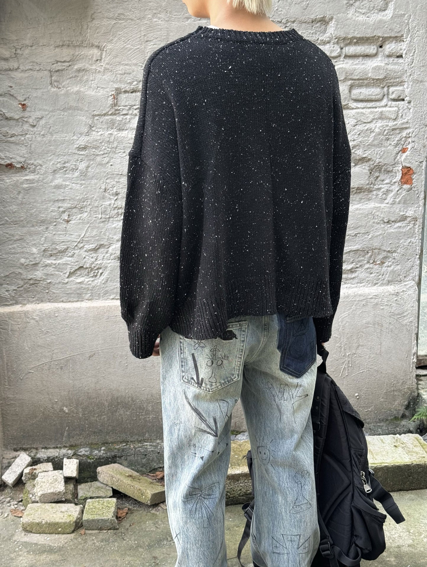 Digital Print Pullover Crew Neck Sweater