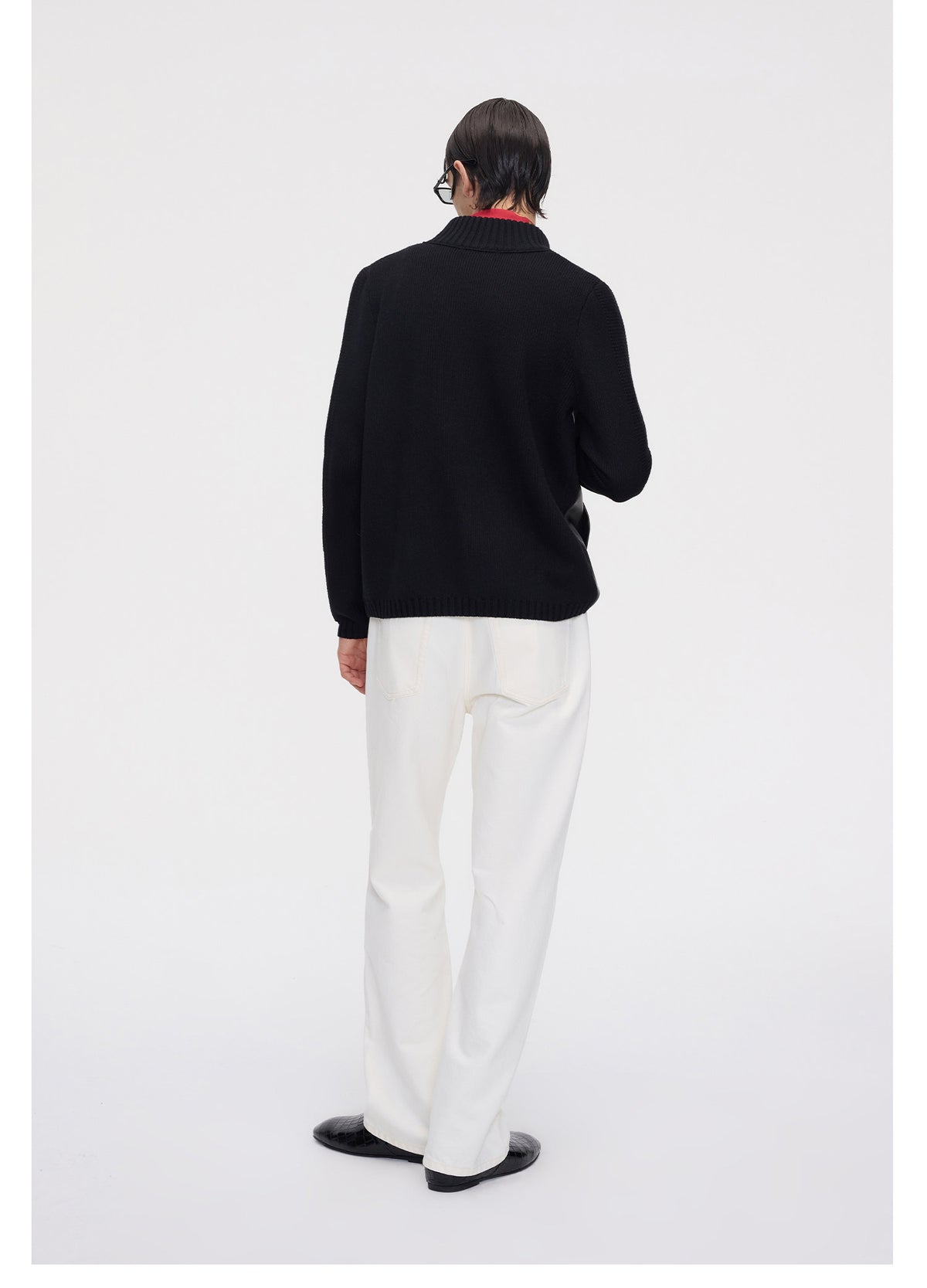 Stand-Collar Jacket with Patchwork Ribbing