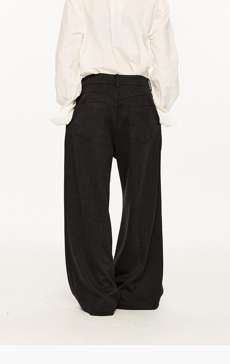 Striped pleated relaxed-fit wool pants