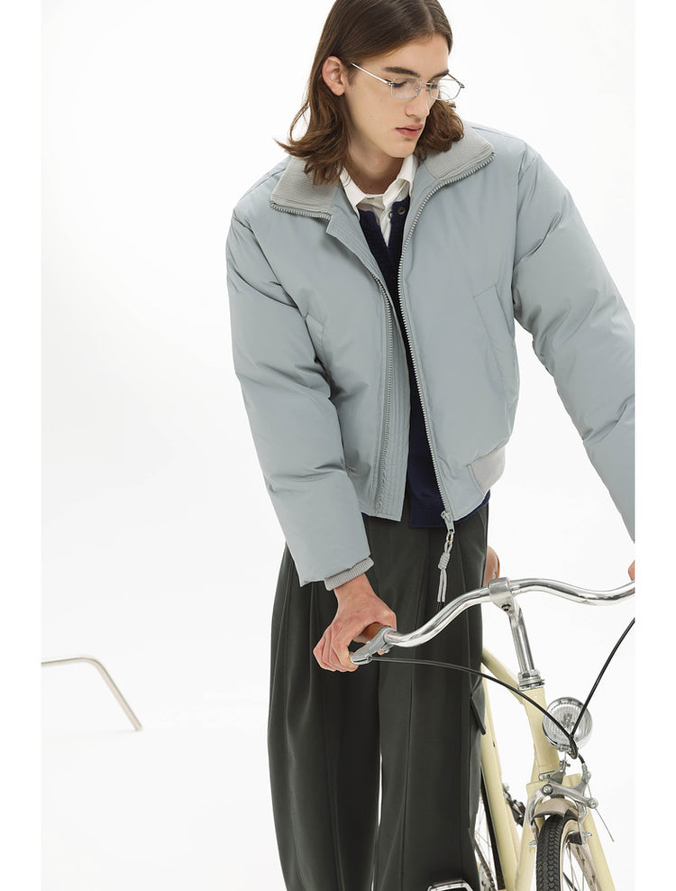 Smoke Gray Twisted Knot Short Silhouette Down Jacket