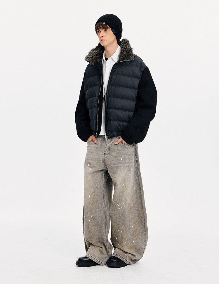 Luxury Stand Collar Patchwork Down Jacket