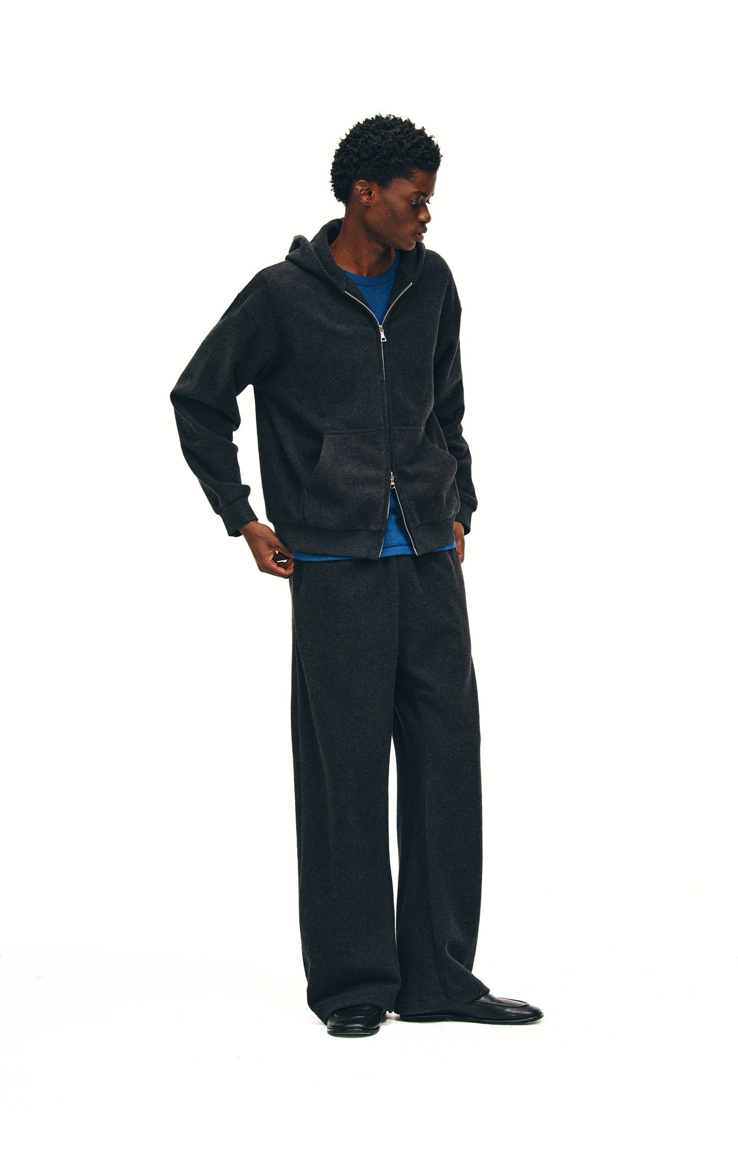 Textured Knit Zip-Up Hoodie