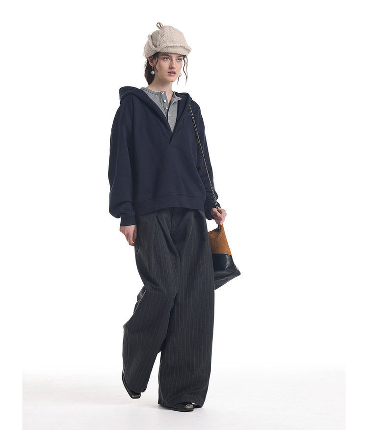 Brushed Fleece Faux Two-Piece Sweatshirt