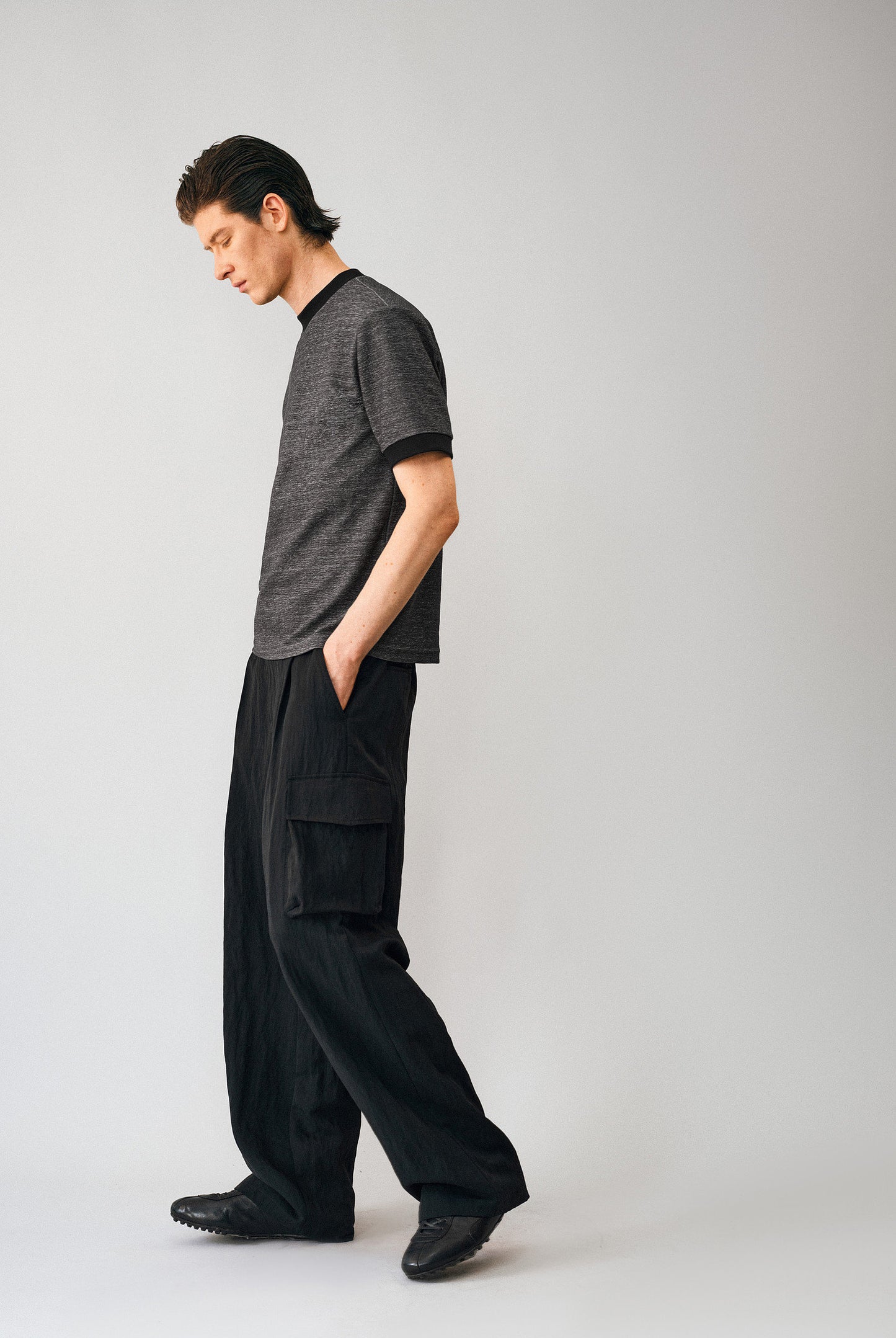 Contrast-Color Loop-Knit T-Shirt