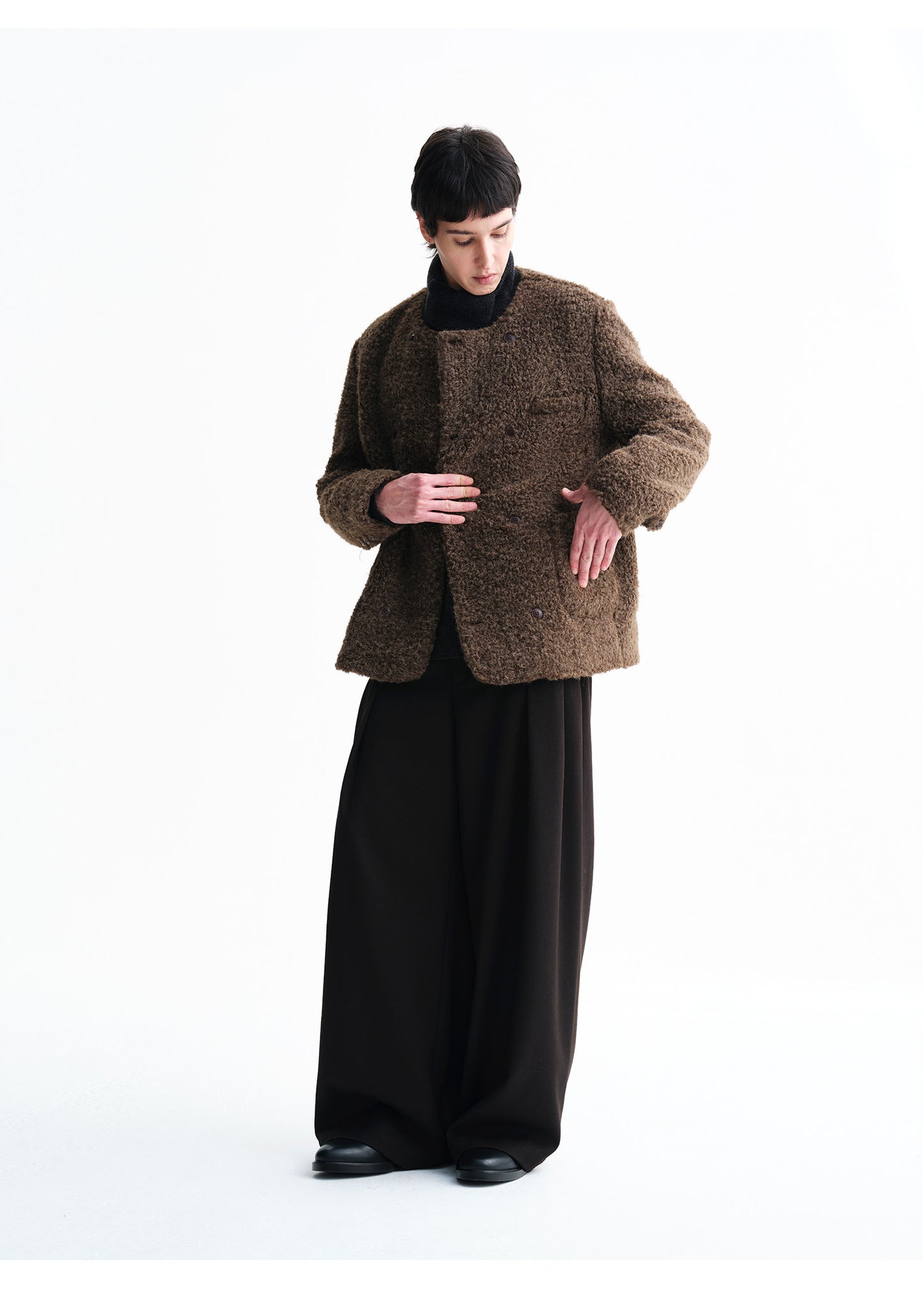 Unisex Pleated Wide-Leg Pants