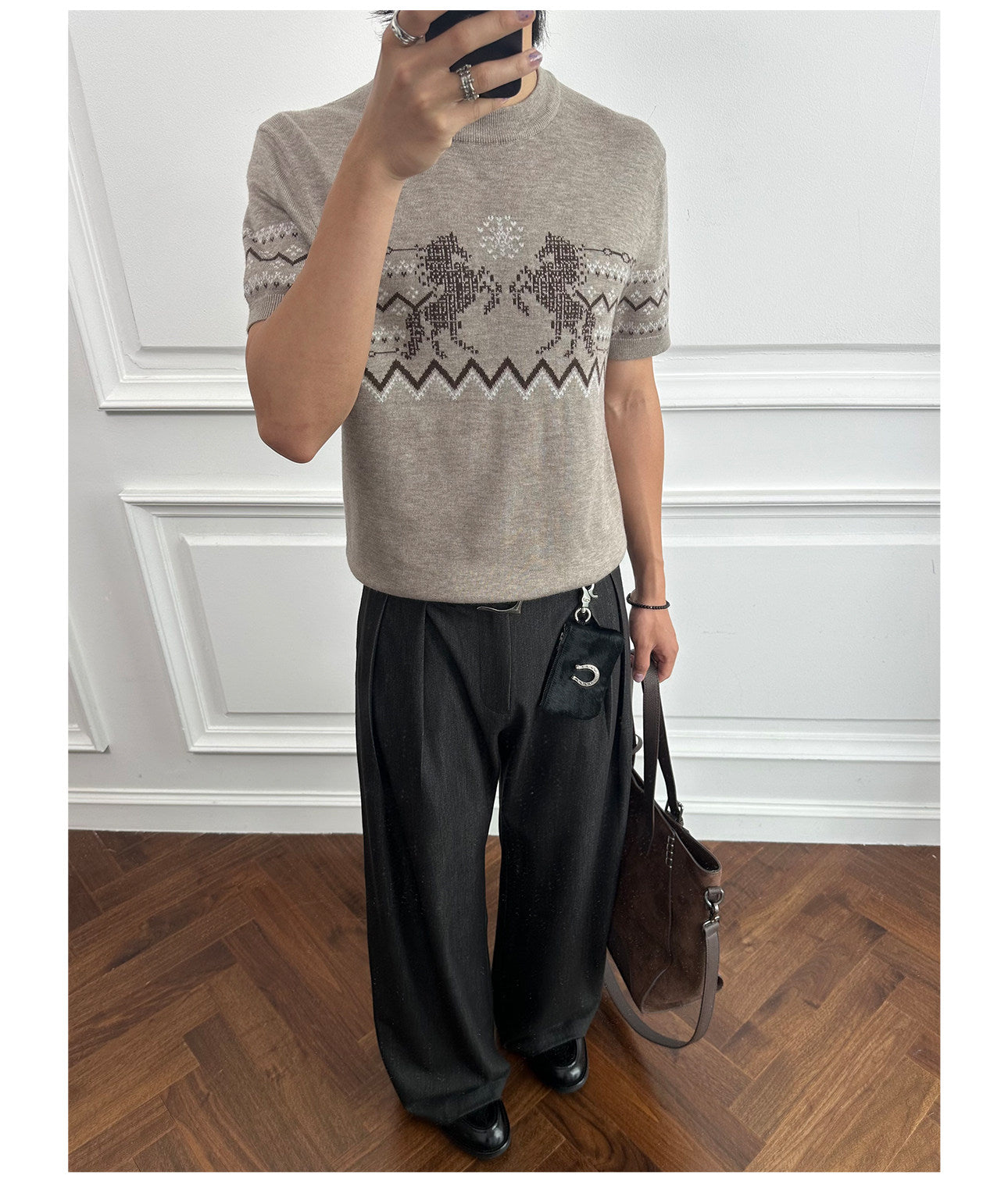 Wool-Blend Round-Neck Knit Shirt