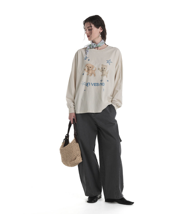 Wide-leg casual pants