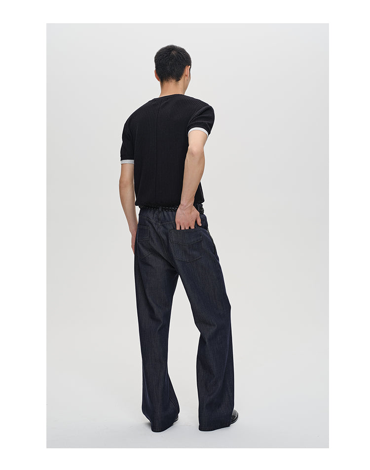 Sheepskin straight pants