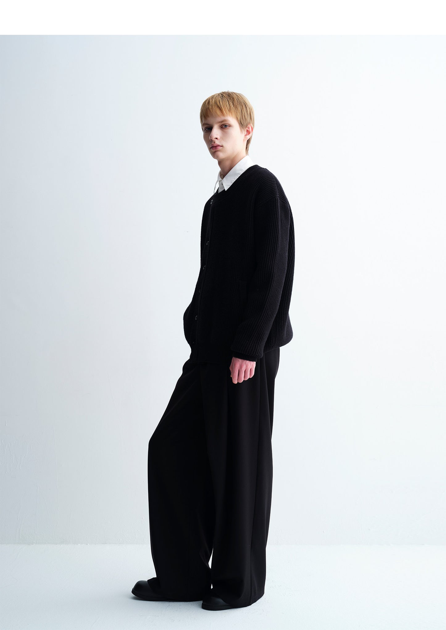 Diagonal Placket Casual Wide-Leg Pants