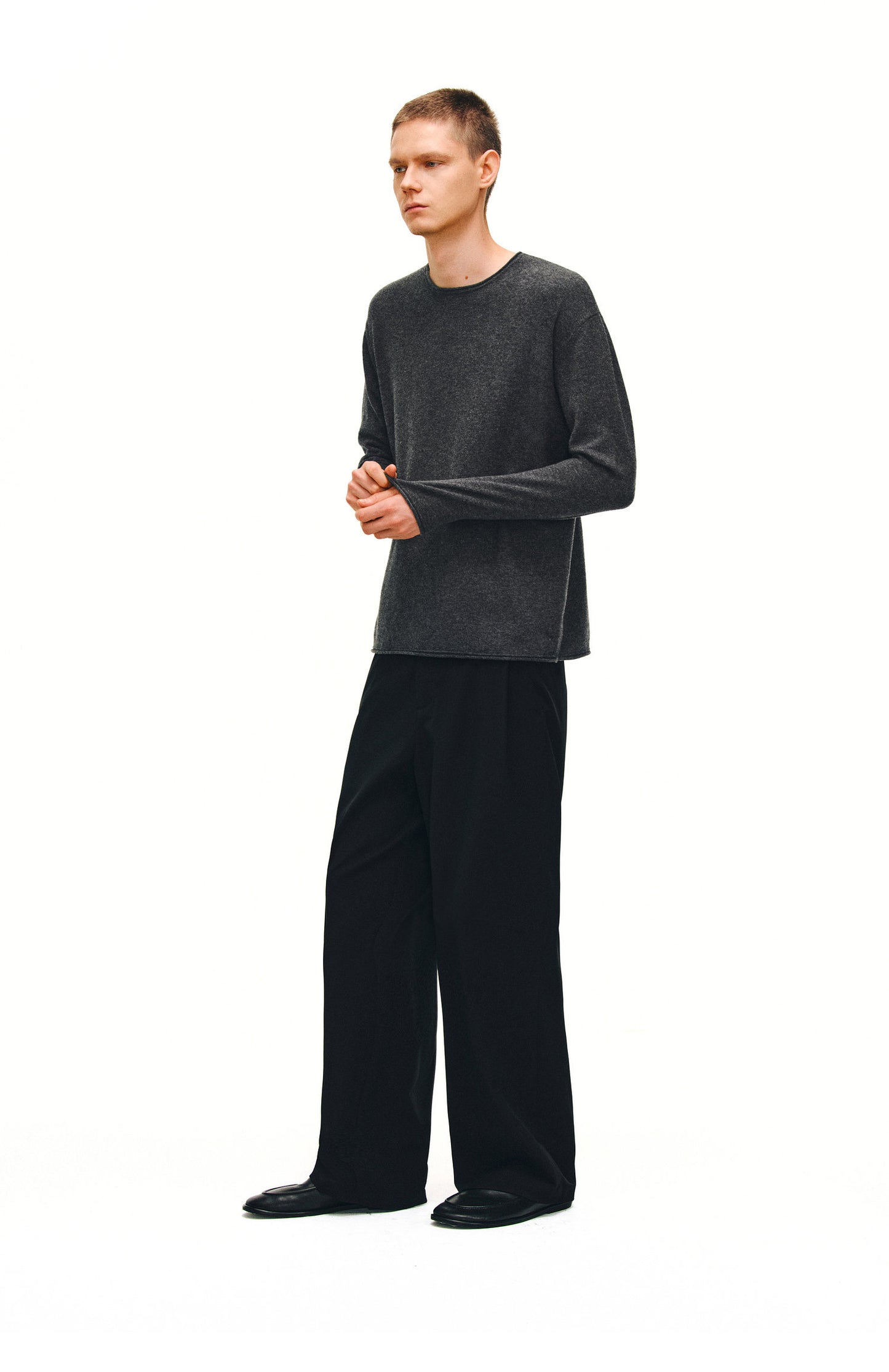 Simple Side-Pleated Casual Pants