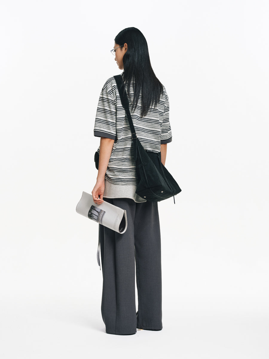Double-pleated wide-leg pants