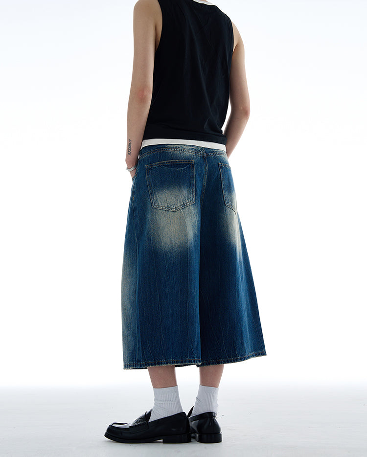 Old wash denim shorts