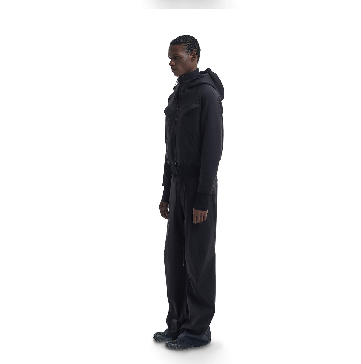 Faux Two-Piece Stand-Collar Hooded Sweatshirt