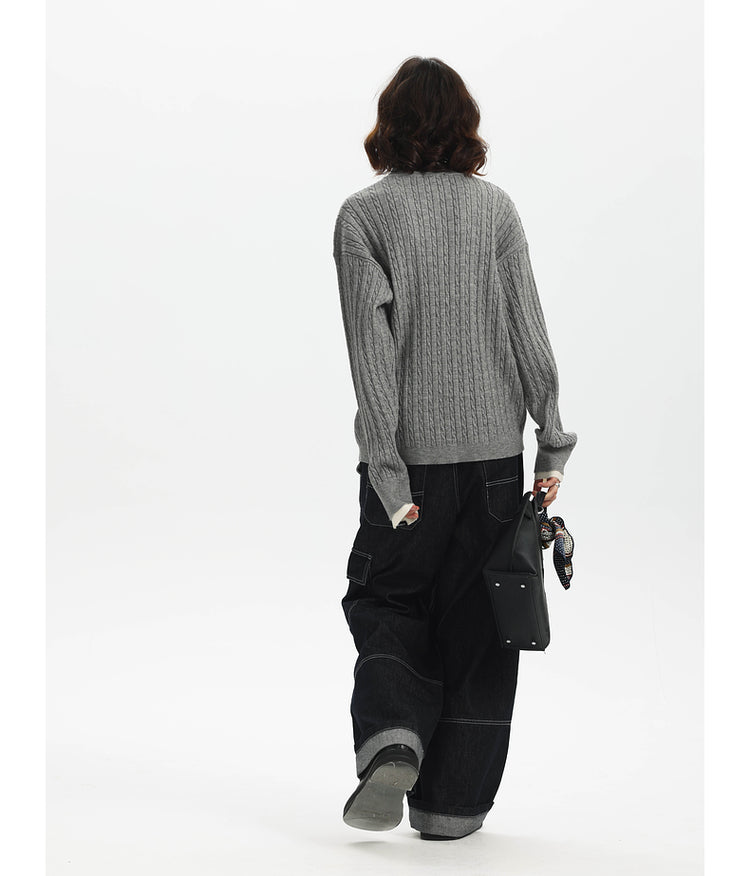 Logo Cable Embroidery Sweater