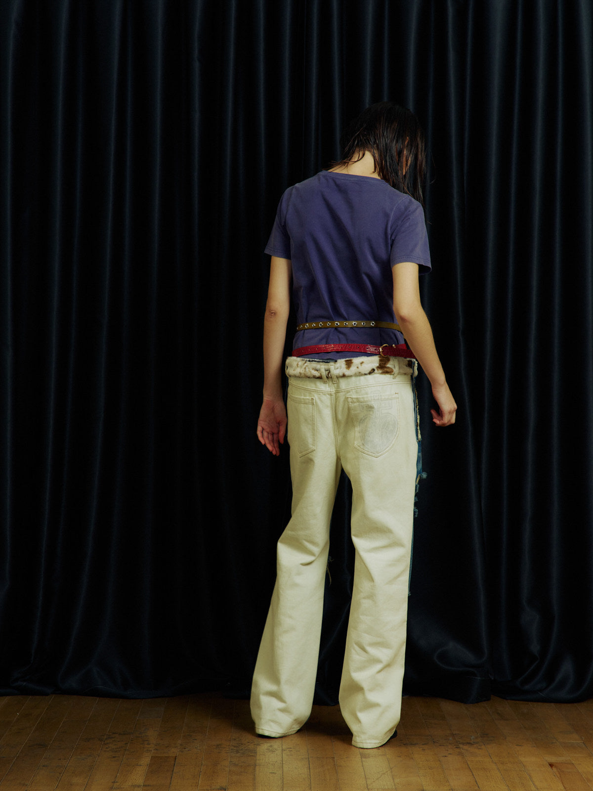 Glitter Print Distressed Finish T-Shirt