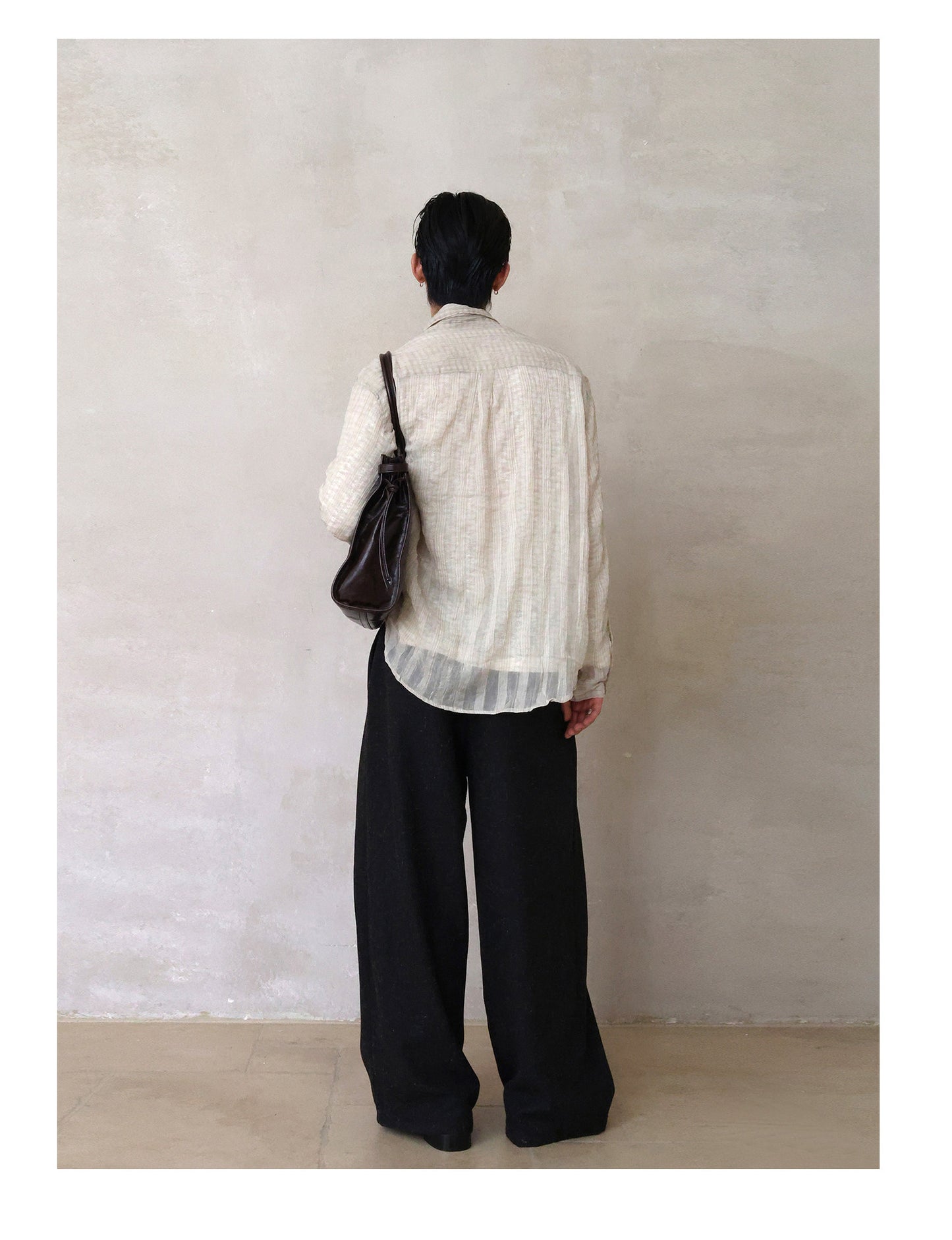 Linen-Blend Pleated Casual Pants