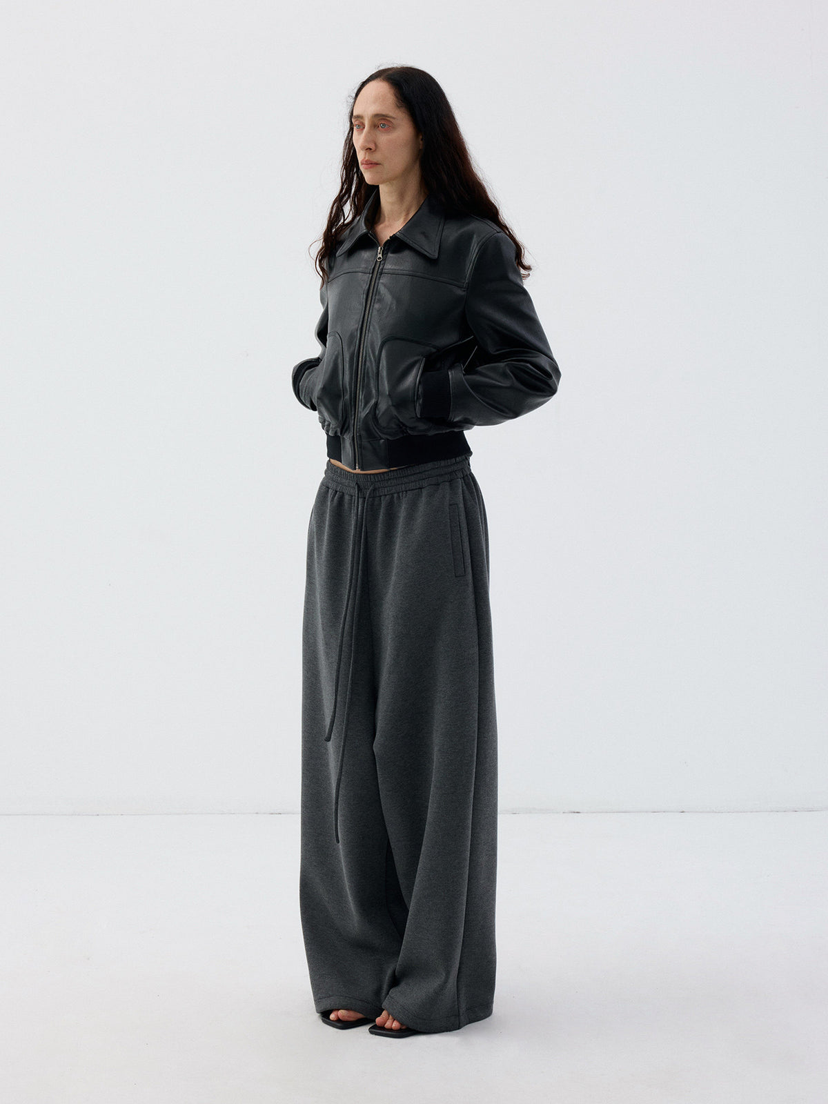Short, Skinny Leather Jacket with a Zipper