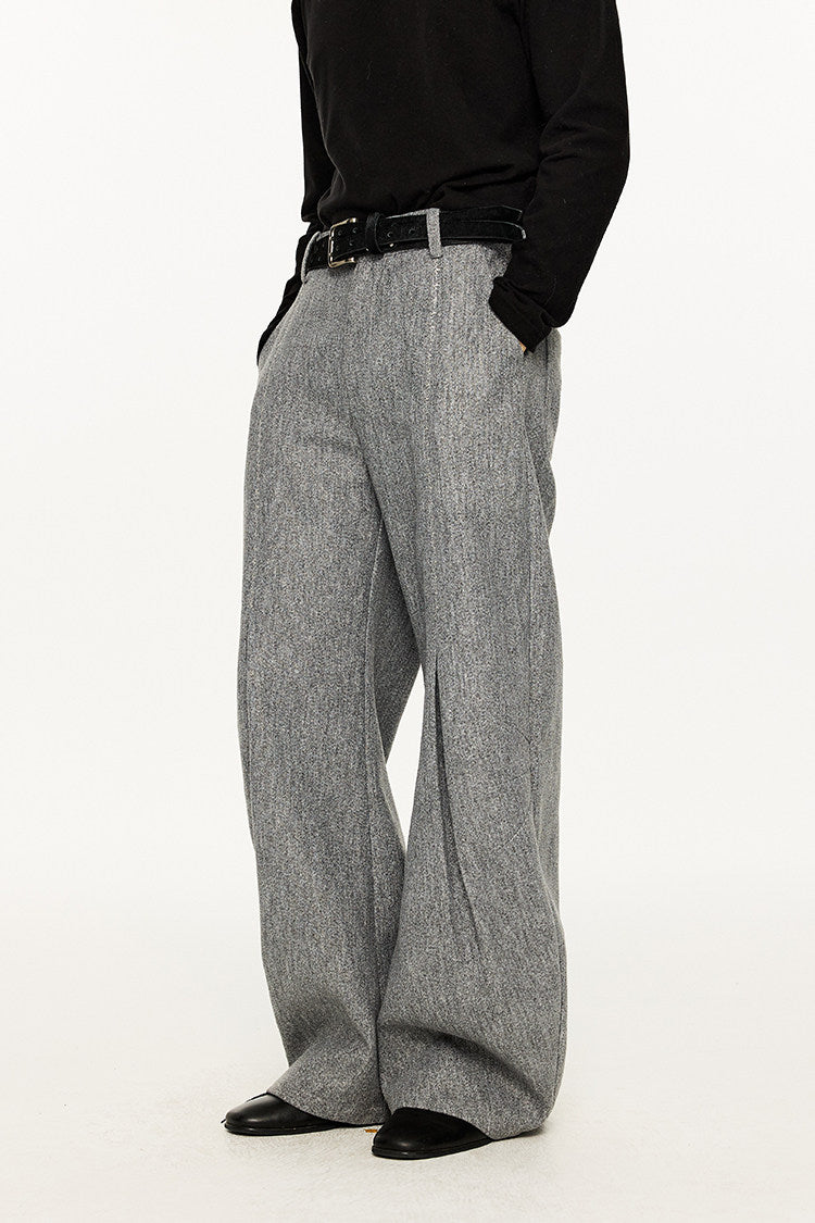 Hand-stitched embroidery wool pants