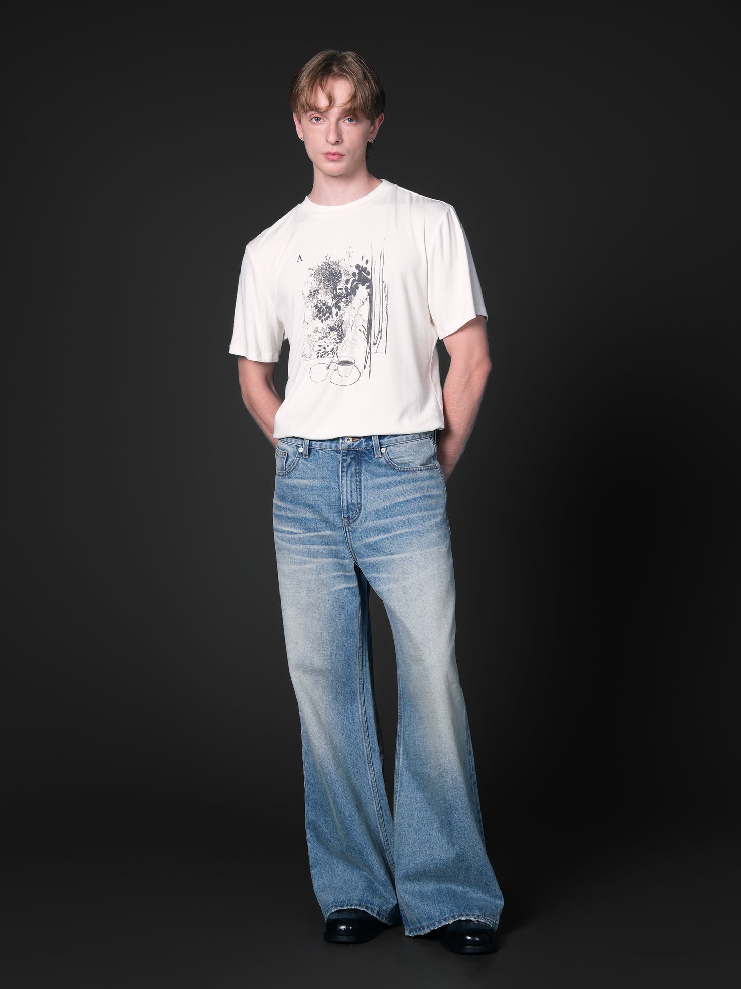 Wool blend printed T-shirt