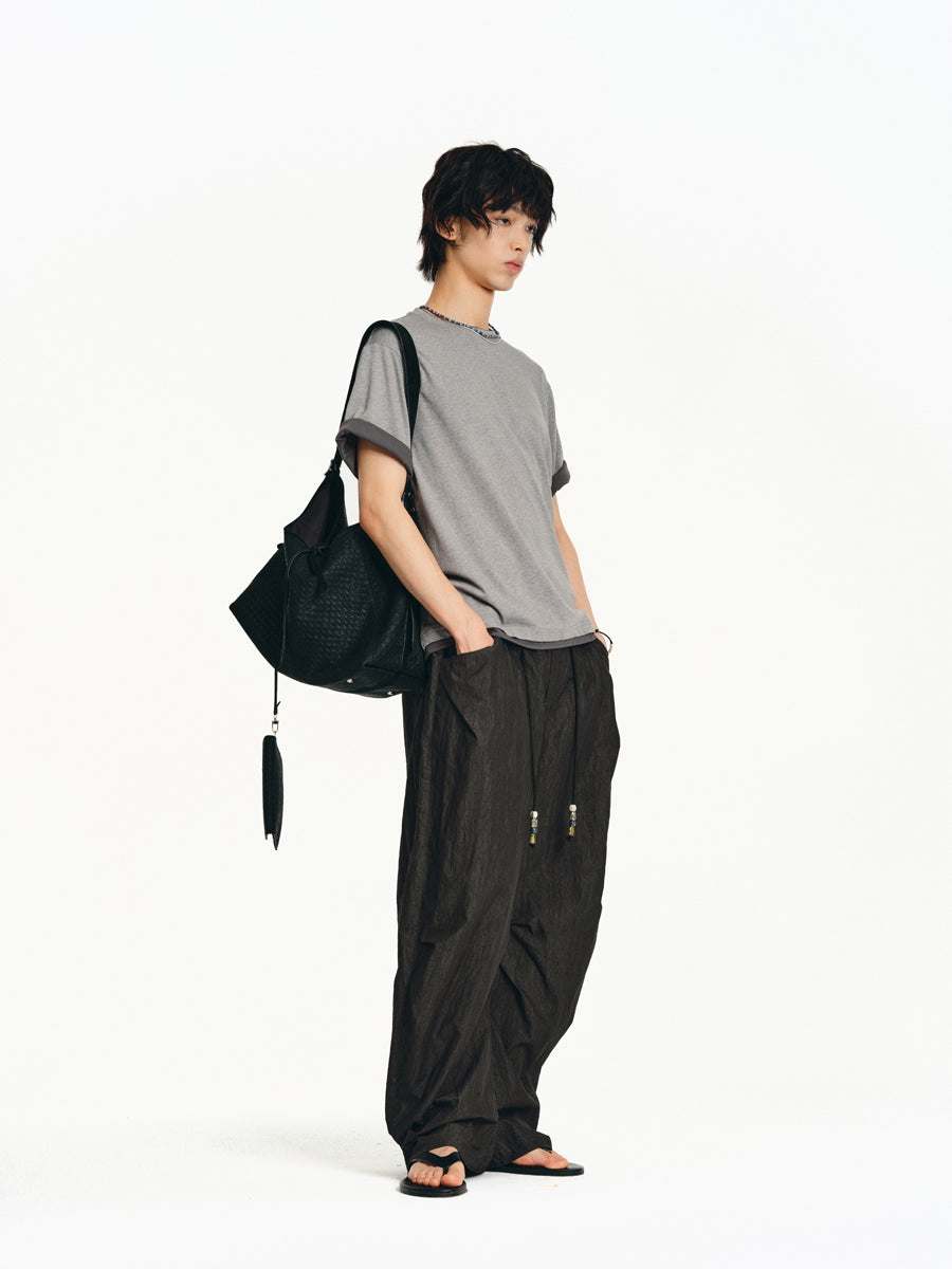 Matte-embossed shoulder bag