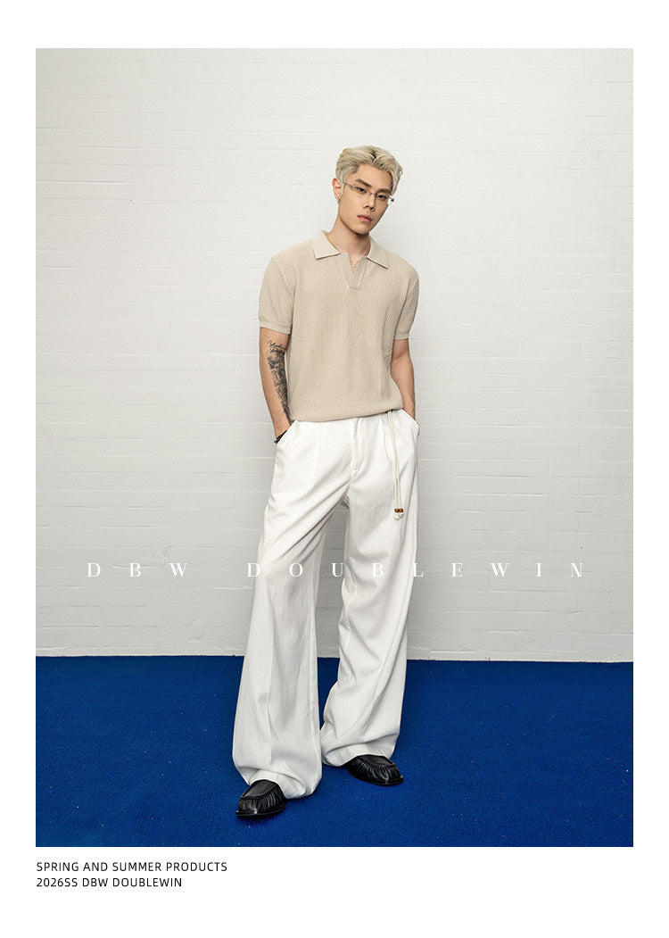 Simple Relax Solid Polo Knit Shirt