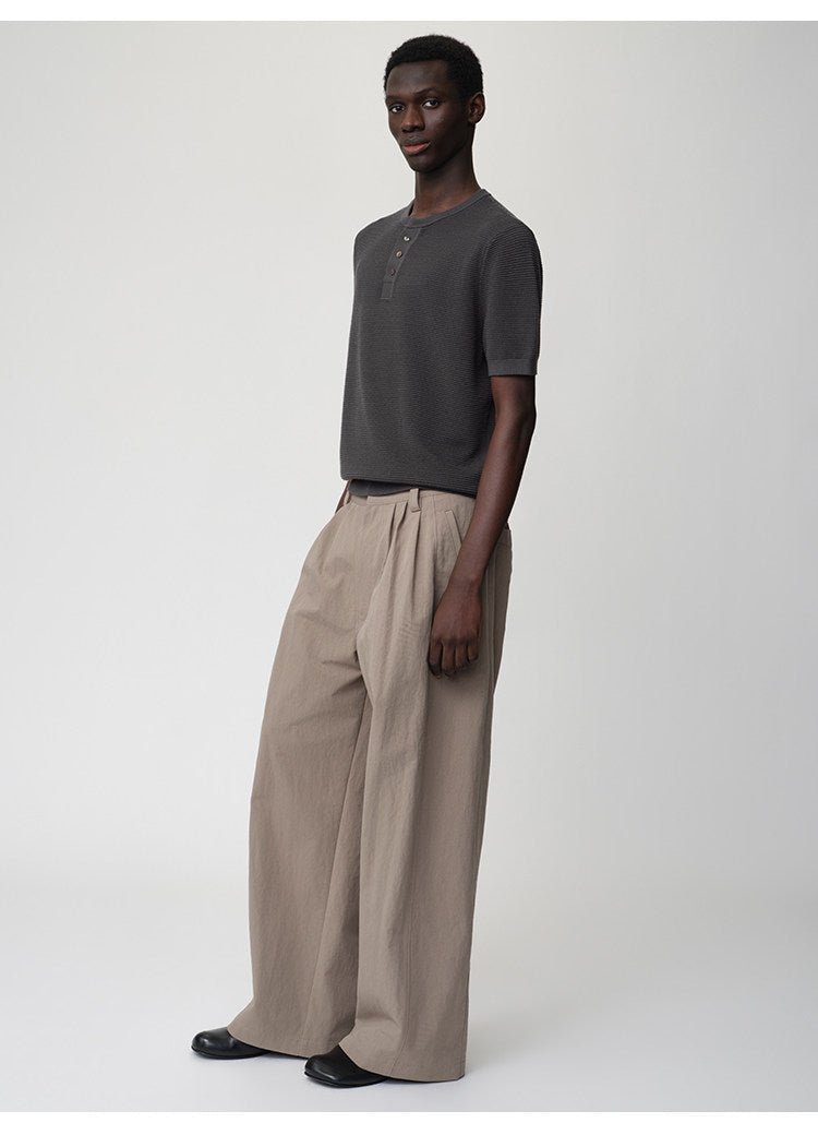 3D Cut A-Line Wide-Leg Pants