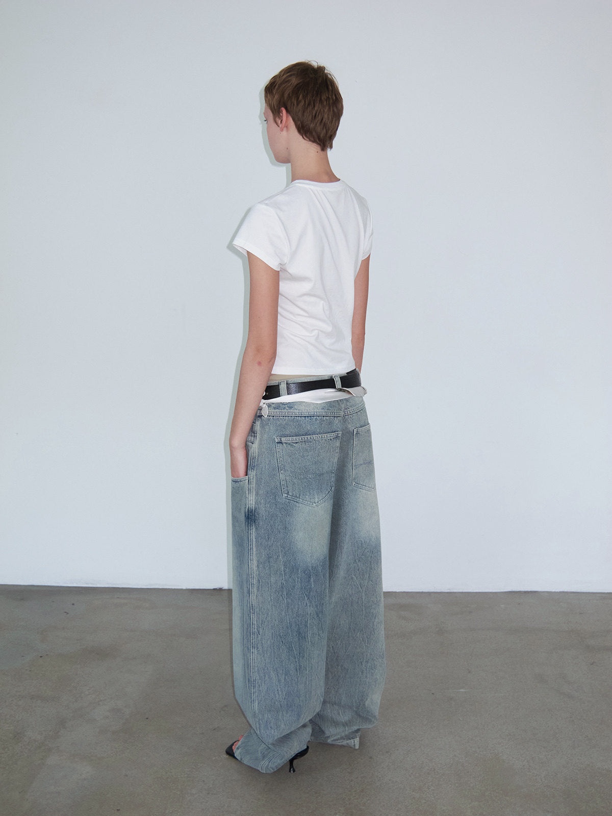 Casual Fake Two-Piece Mid-Low-Waist Jeans