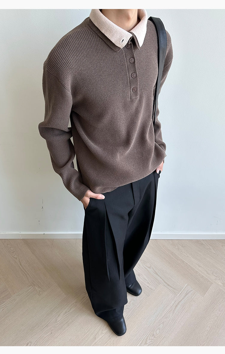 Double-Color Fake Two-Piece Sweater