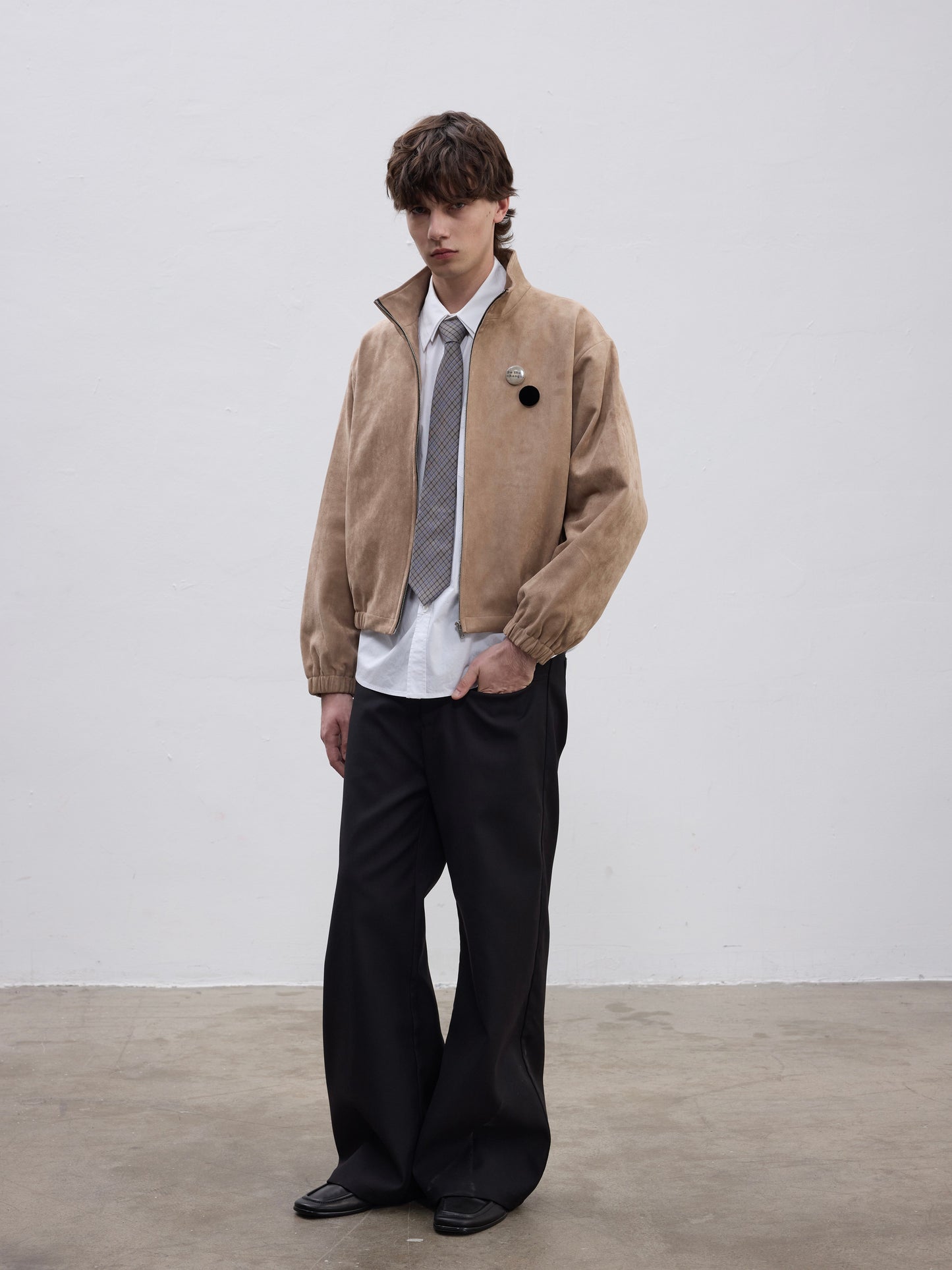 Semi-High Neck Short Jacket