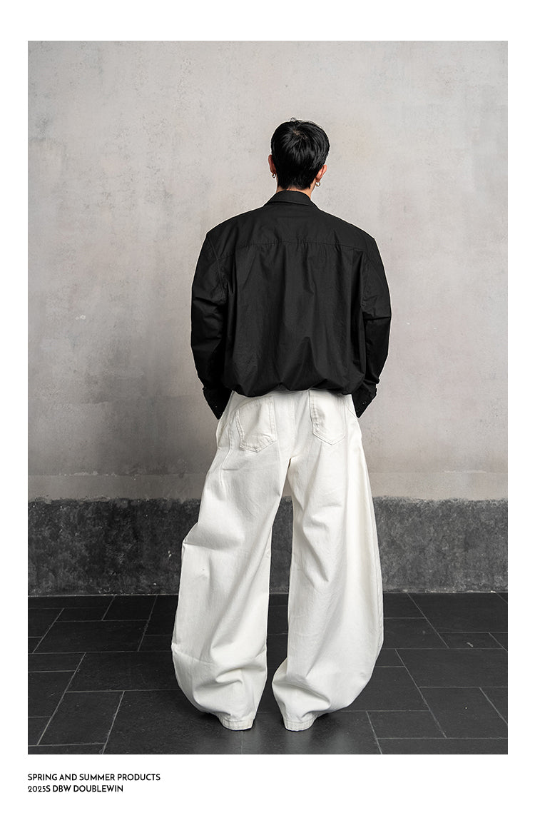 Double waist denim pants