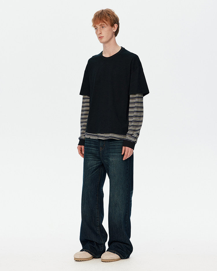 트렌디한 페이크 레이어드 티셔츠