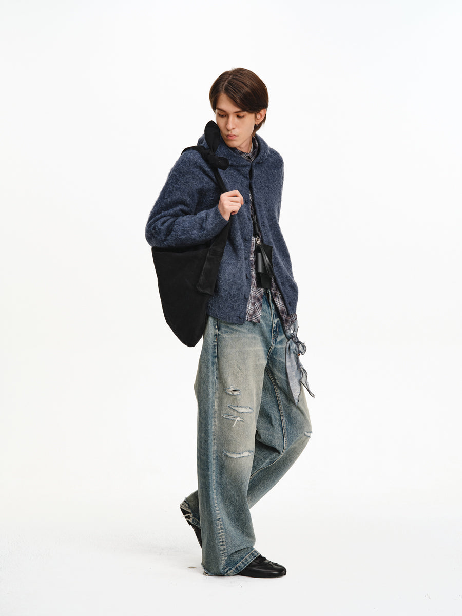 Hooded button-down cardigan