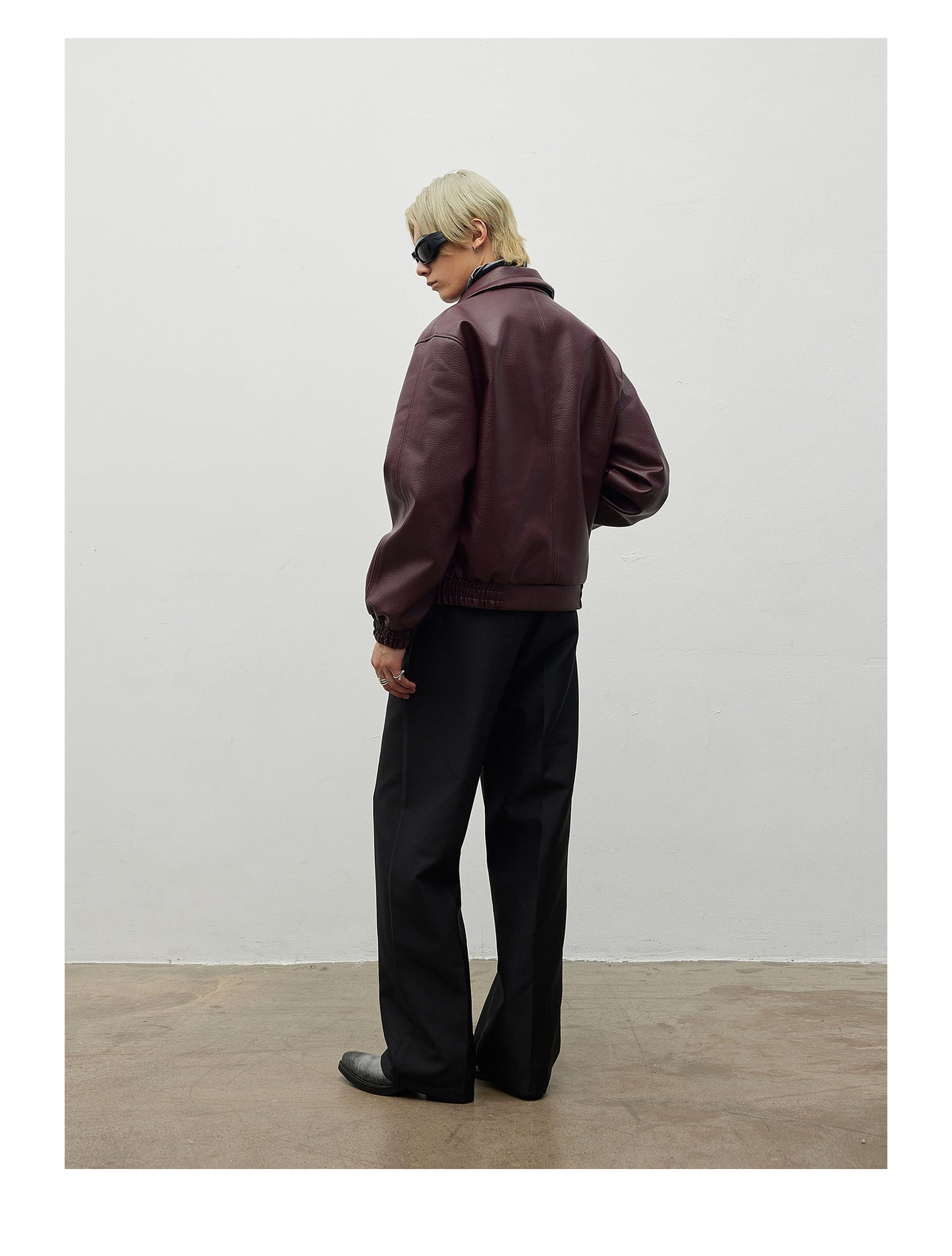 Textured Matte PU Leather Jacket