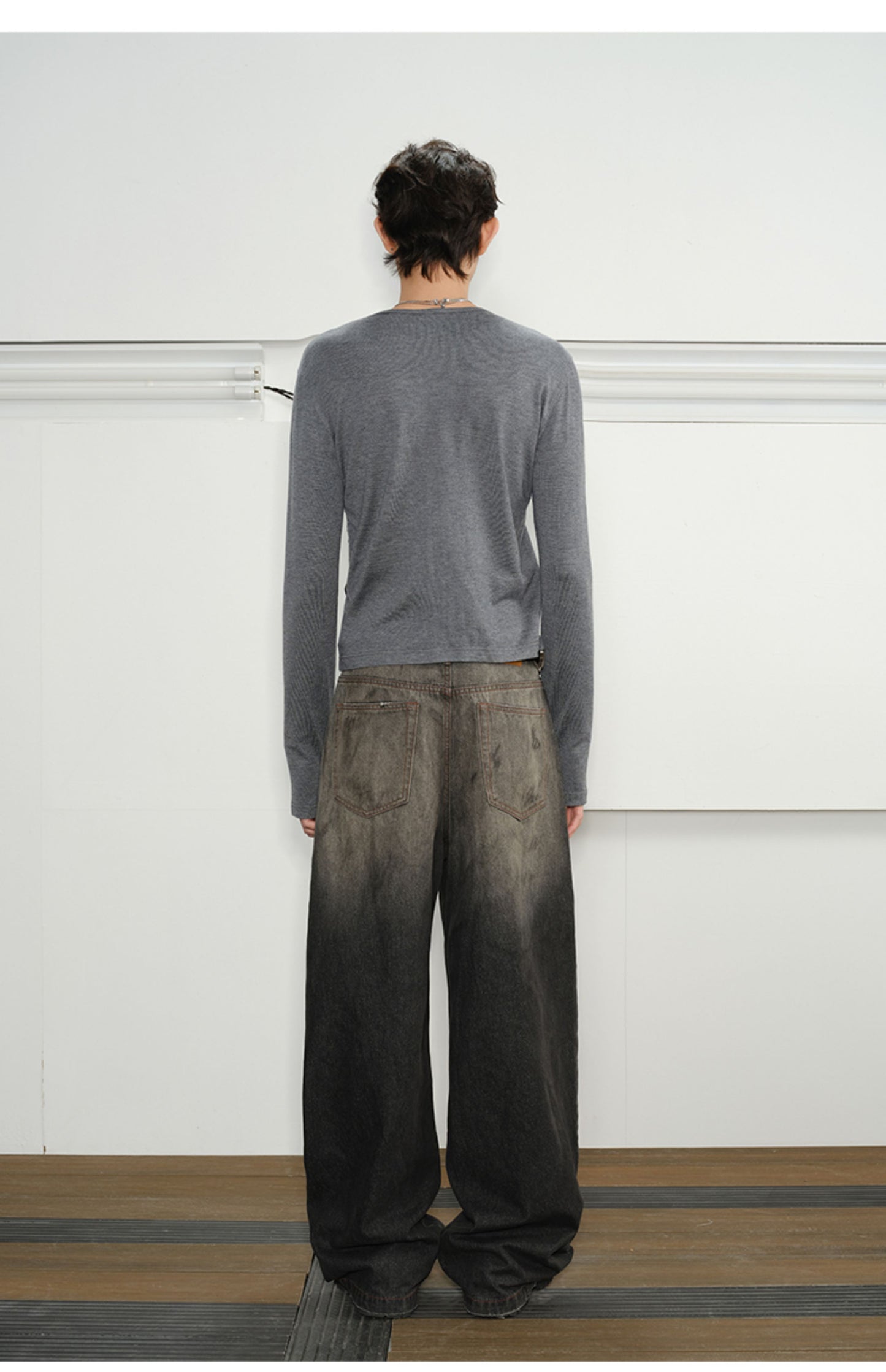 Old ink splash denim pants