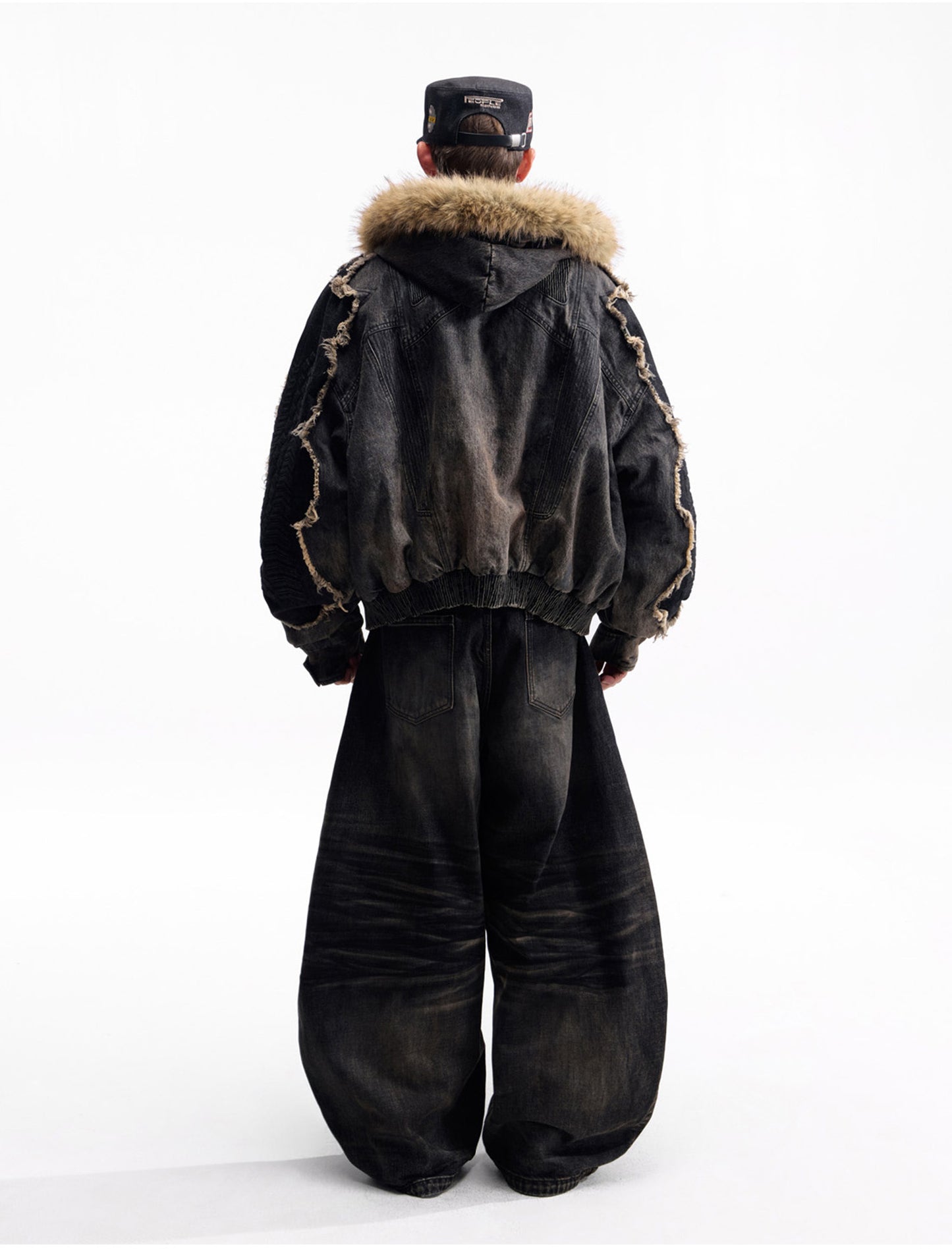 Raccoon Fur Heavyweight Denim Jacket