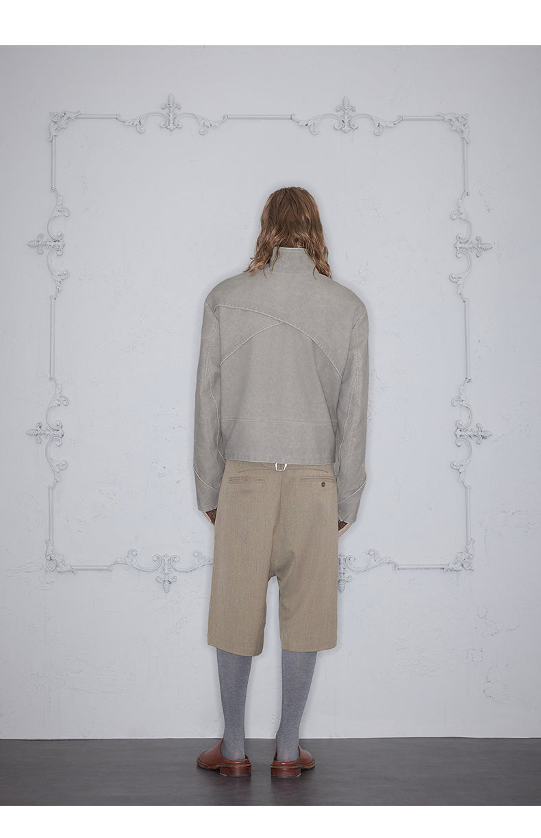 Smoke-Washed Leather Jacket